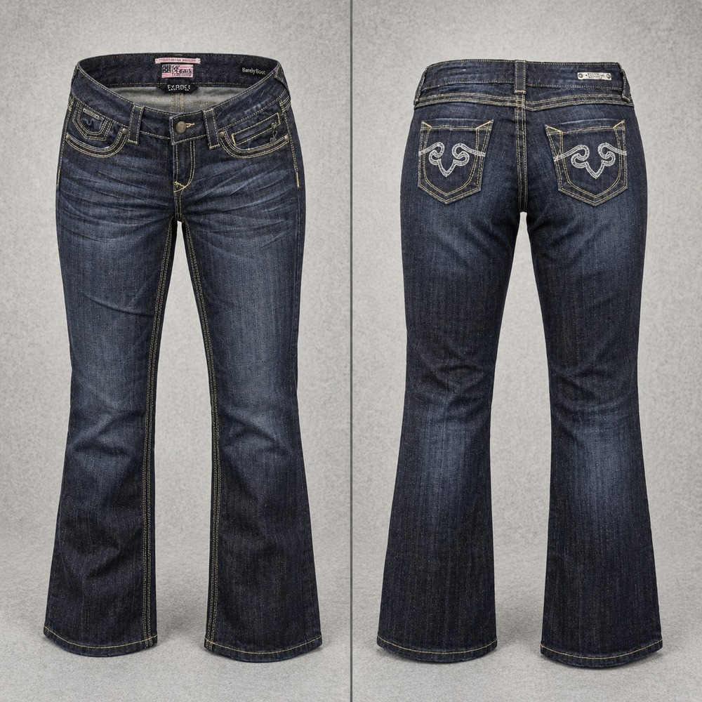 Express ReRock Jeans Womens 8S 30x30 Blue Barely Boot Thick Stitch Denim Y2K NEW